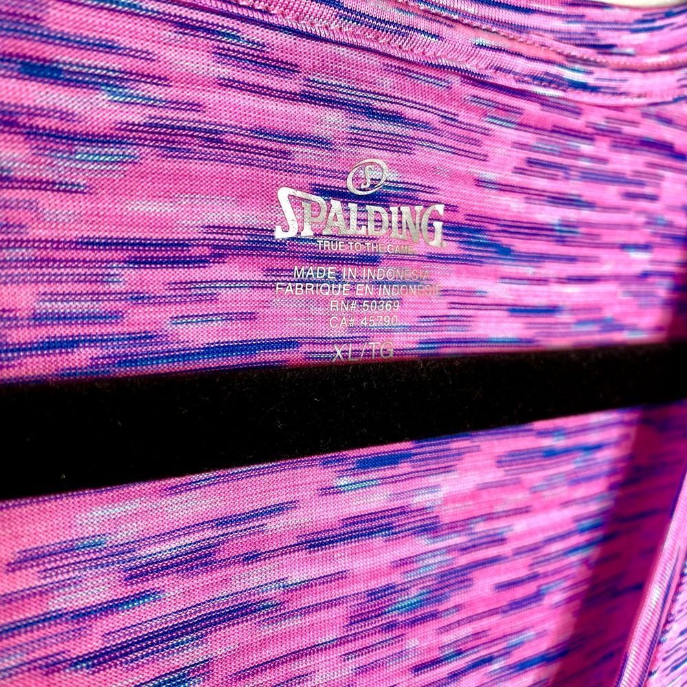Spalding Short Sleeve Space Dye Speed Dri Workout Tee XL Pink Blue Gym T-Shirt - Picture 3 of 7